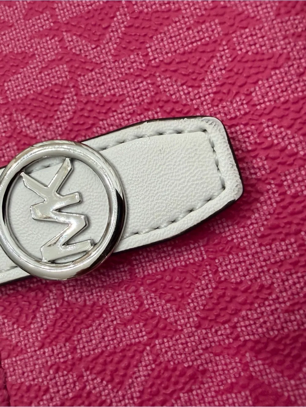 NWOT Michael Kors Pink MK Signature Wallet with White Strap